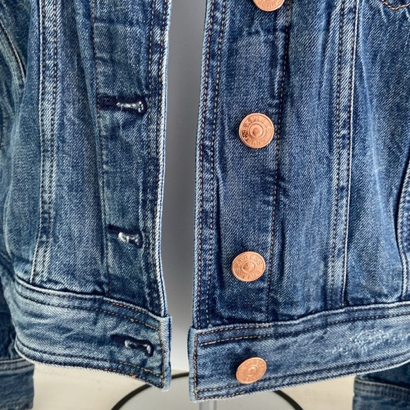 Express Denim Blue Jean Jacket With Copper/Silver Adornments Size M - Picture 4 of 9